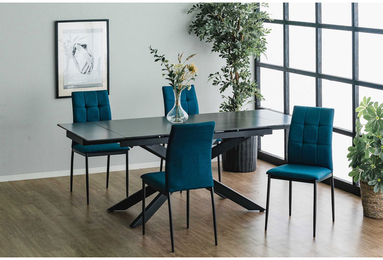 ダイニングセット ダイニングテーブル セラミック エクステンション 幅160~220 ×奥行90×高さ72cm 4人掛け ファブリック ダイニングチェア 4個入り ファブリック 北欧 おしゃれ 単品 伸長式 伸縮(代引不可)【送料無料】