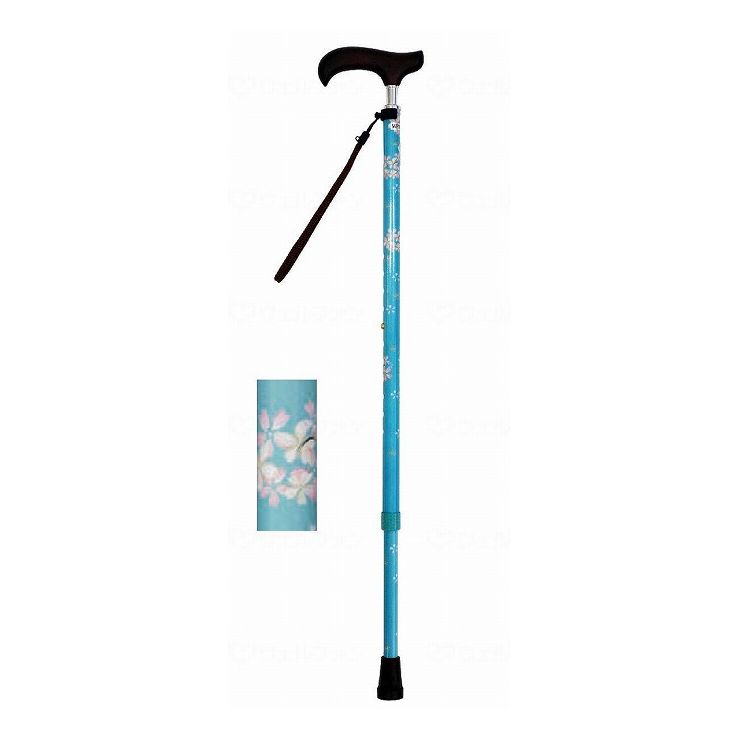 ウェルファン 夢ライフステッキ スリムネック伸縮スリムタイプ(柄) ブルーチェリー【送料無料】
