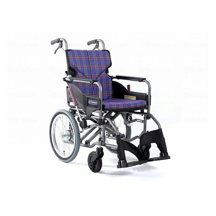 カワムラサイクル モダンAstyle 背折れ介助用 KMD-A16-42-SH 紫チェック(A11) 座幅42-前座47cm 車いす 車椅子 車イス キャリー 車 移動 介護 補助(代引不可)【送料無料】