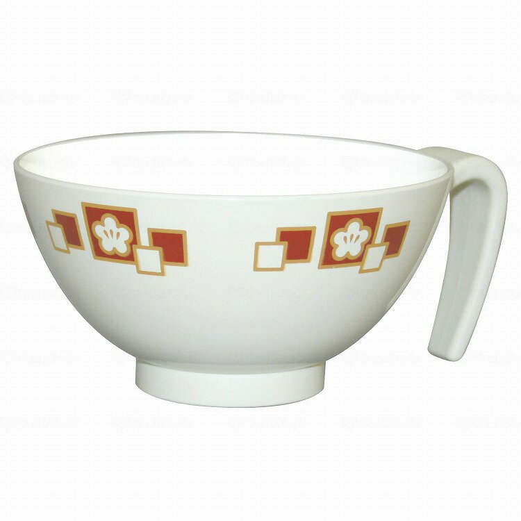 台和 取っ手付飯碗 梅花 赤(代引不可)