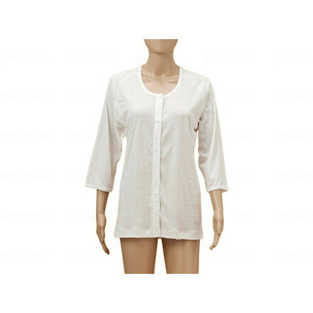 神戸生絲 ひば前開き7分袖(ラグラン袖)婦人用 オフホワイト LL HV203(代引不可)【送料無料】