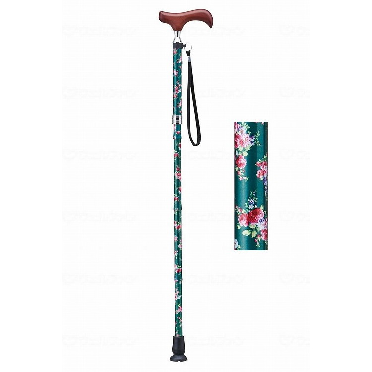1本 ケイ・ホスピア 愛杖Eシリーズ 折りたたみ柄/グリーン花柄/- グリーン花柄 E-255B 391184_11872_-(代引不可)【送料無料】