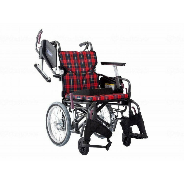 カワムラサイクル モダンCstyle 介助用 16インチ中・高床/赤チェック(A10)/座幅42-前座43cm(代引不可)【送料無料】