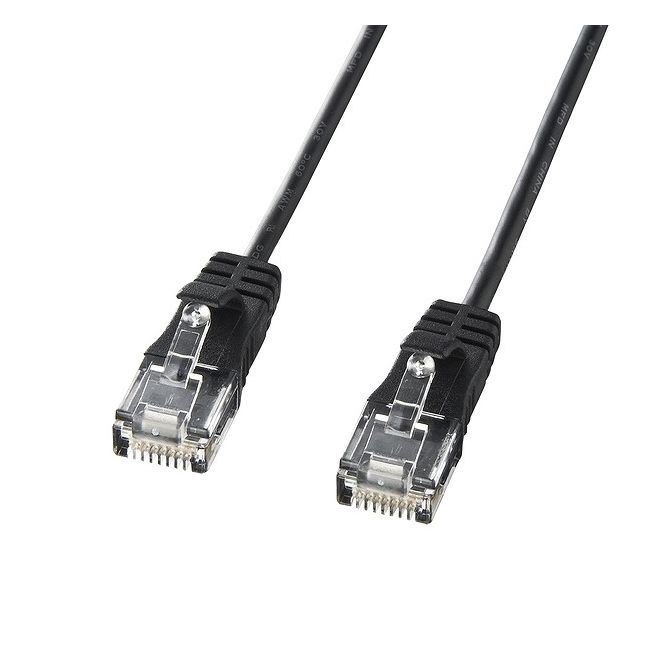 Cable - サンワサプライ カテゴリ6準拠極細LANケーブル(ブラック、15m) KB-SL6-15BK(代引不可)