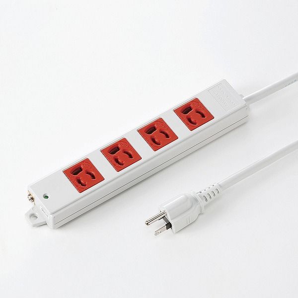4 Holes - サンワサプライ 3P、3m、4個口タップ赤色(緊急用) TAP-K4-3R(代引不可)【送料無料】