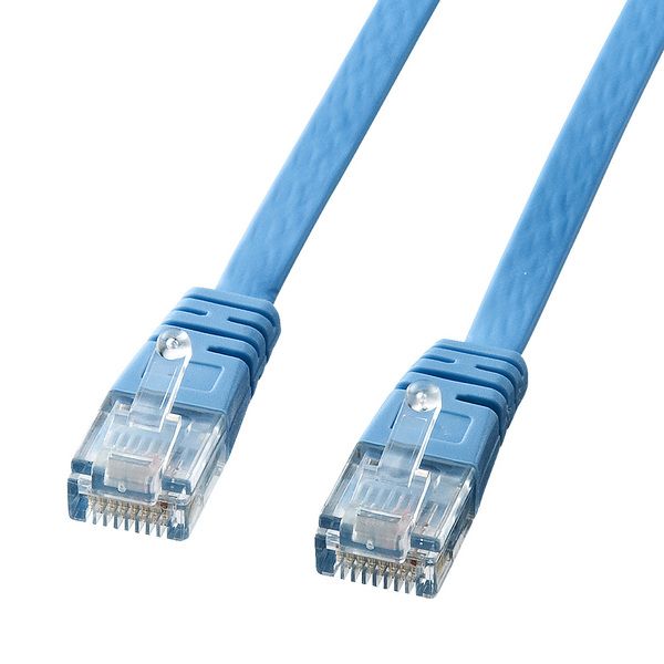 线材 - サンワサプライ カテゴリ6フラットケーブル0.5m(ライトブルー) KB-FL6-005LBN(代引不可)