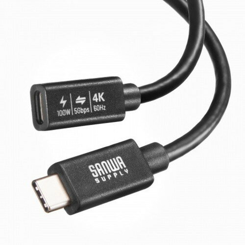 サンワサプライ USB5Gbps Type-C延長ケーブル(PD100W・0.1m) KU-5GCCP100EN01(代引不可)(2.0)