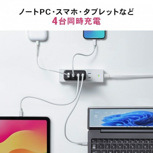 サンワサプライ USB PD対応AC充電器(PD100W・C×3+A×1) ACA-PD104BK(代引不可)【送料無料】