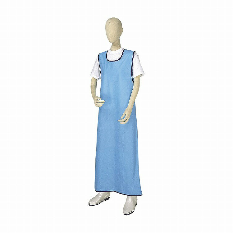 【商品説明】着丈の長いロングタイプ。面ファスナータイプですので、巻きヒモがなくてもしっかりフィットします。耐熱・防水加工。カラー：ブルー幅×着丈：117×128cm材質：表地=ポリウレタン100％(ラミネート加工)、裏地=ポリエステル100％原産国または製造国日本使用期限無【送料について】北海道、沖縄、離島は送料を頂きます。