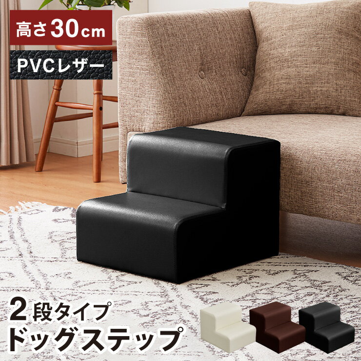 ドッグステップ 階段 PVC レザー ブラウン ブラック ホワイト 2段 幅35cm 北欧 シンプル ナチュラル ドッグスロープ ペットステップ ペット用 犬 犬用 小型犬 高齢犬 滑り止め スロープ型 ミニチュアダックス ペット シニア犬 【送料無料】のサムネイル