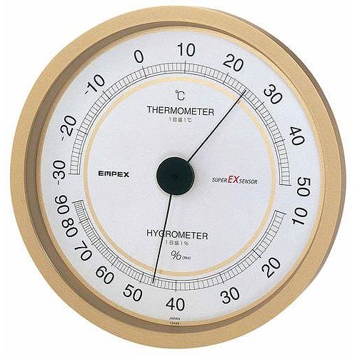 EMPEX (エンペックス) 温度・湿度計 スーパーEX高品質 温度・湿度計 壁掛用 EX-2748 シャンパンゴールド