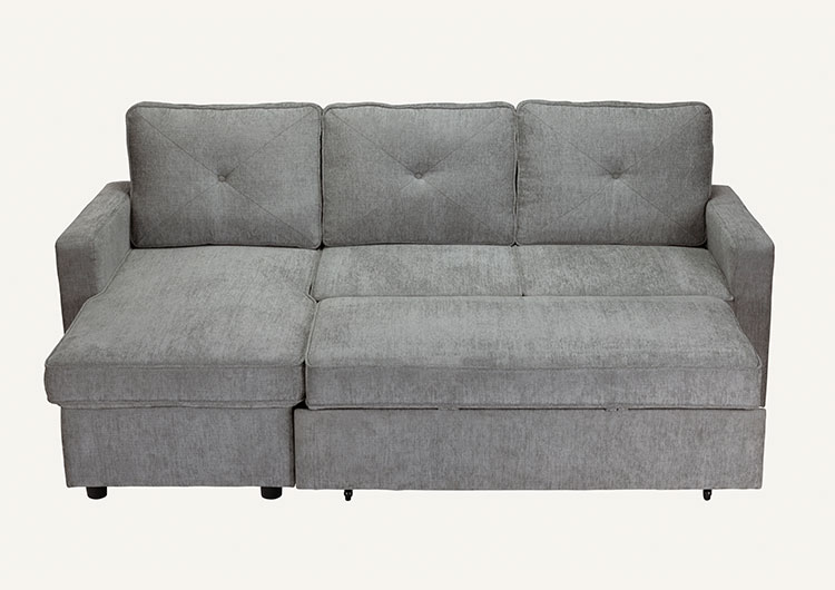 カウチソファ 幅210cm グレー ソファ ファブリック 収納機能付き 3人 引き出し方式 新生活 ファミリー 一人暮らし シンプル 触り心地 座り心地 おしゃれ ゆったり L字 ノックダウン式(代引不可)【送料無料】 [2]