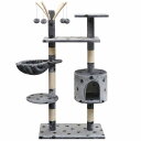 vidaXL キャットタワー サイザル麻製 爪とぎポール付き 125cm 足あと柄 グレー動物&ペット用品 ペット用品 猫用品 猫用家具(代引不可)【送料無料】