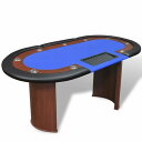 vidaXL 10人用ポーカーテーブル ディーラーエリア&チップトレイ付き ブルー家具 テーブル ポーカー・ゲーム用テーブル(代引不可)【送料無料】