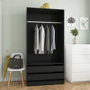 vidaXL ワードローブ ブラック 100x50x200cm エンジニアリングウッド家具 キャビネット&収納 戸棚・ワードローブ(代引不可)