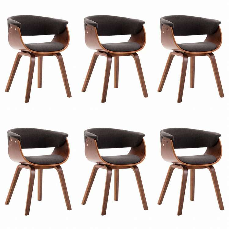 vidaXL ダイニングチェア 6点 グレー 曲木細工&布製家具 チェア キッチン・ダイニングルームチェア(代引不可)