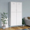 vidaXL 洋服ダンス ホワイト 90x50x180 cm スチール家具 キャビネット&収納 戸棚・ワードローブ(代引不可)