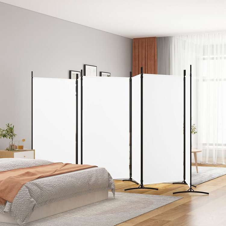 vidaXL 6枚組パネル 間仕切り ホワイト 520x180 cm 布製家具 間仕切り(代引不可)【送料無料】