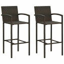 vidaXL バースツール 2点 ポリラタン製 ブラウン家具 チェア テーブル・バースツール(代引不可)
