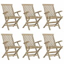 vidaXL 折りたたみガーデンチェア 6点 グレー 56x61x89 cm チーク無垢材家具 アウトドア家具 屋外椅子 アウトドアベンチチェア(代引不可)【送...