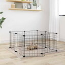 vidaXL 8パネルペットケージ ドア付 ブラック 35x35 cm スチールAnimals & Pet Suppliesペット用品小動物用品小動物 飼育・ケージ(代引不可)