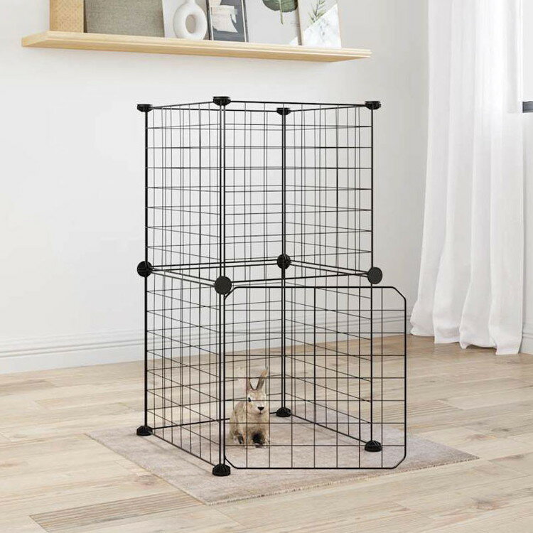 vidaXL 8パネルペットケージ ドア付 ブラック 35x35 cm スチール動物&ペット用品ペット用品小動物用品小動物 飼育・ケージ(代引不可)