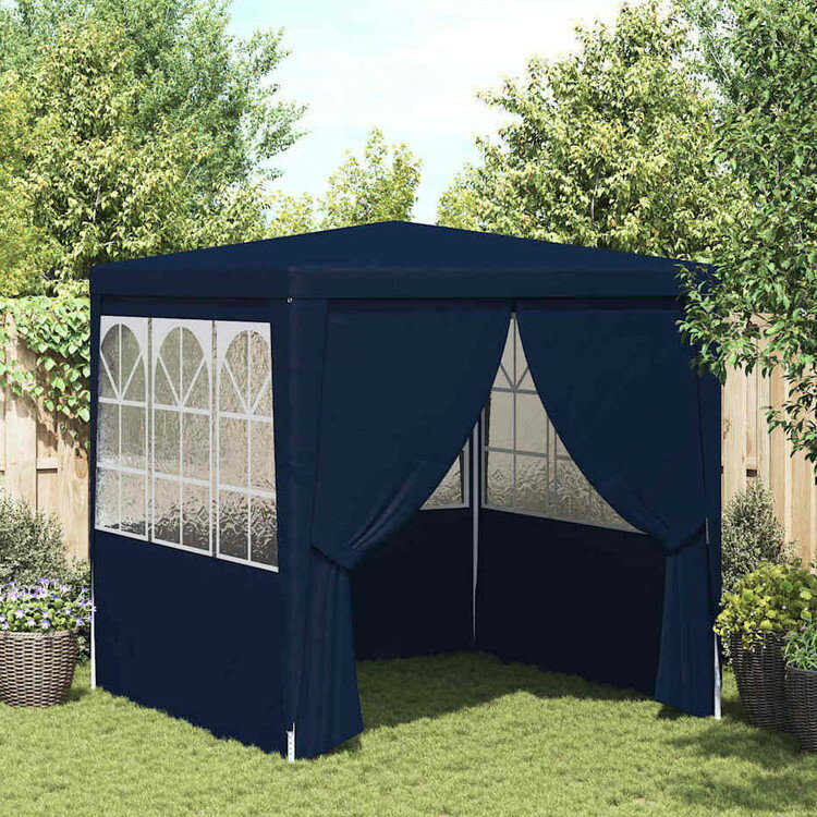 vidaXL プロ仕様 パーティーテント 側壁付き 2.5×2.5m ブルー 90g/m[2] 芝 ガーデン アウトドアリビング アウトドアストラクチャー キャノピー ガゼボ(代引不可)