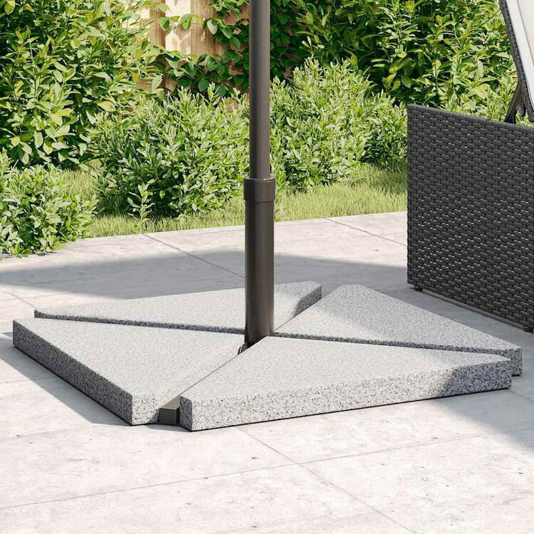 vidaXL アンブレラウェイトプレート 4個入り グレーグラナイト 三角形 14kg 芝 ガーデン アウトドアリ..