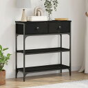 vidaXL コンソールテーブル ブラックオーク 72.5×25×75cm エンジニアードウッド スチール 家具 テーブル アクセントテーブル エンドテーブル(...