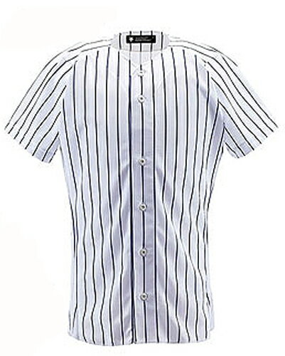 デサント（DESCENTE） ユニフォームシャツ フルオープンシャツ（ピンストライプ） DB7000 カラー Sホワイト×ネイビー サイズ L