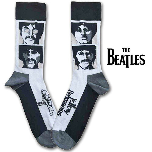 THE BEATLES Socks Yellow Submarine Sea of Science Faces Mono ソックス ホワイト ザ・ビートルズ ロック イエローサブマリン 靴下 グッズ