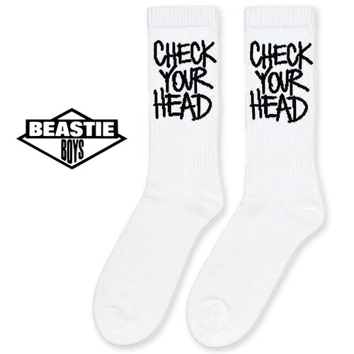BEASTIE BOYS Terry Socks Check Your Head ソックス ホワイト ビースティ・ボーイズ ヒップホップ ラップ パンク 靴下 グッズ