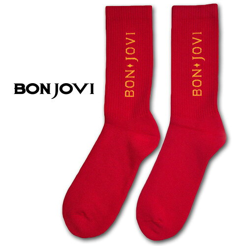 BON JOVI Terry Socks Original Logo Red ソックス レッド ボン・ジョヴィ ハードロック メタル 靴下 グッズ