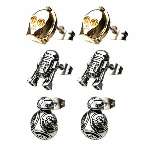 スター・ウォーズ R2-D2 & C-3PO & BB-8 ドロイド 3Dスタッドピアスセット STAR WARS ライトサイド アクセサリー グッズ 【Salesone Studios】のサムネイル