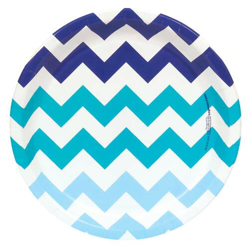 Rakuten - シェブロン ブルー 8PCペーパープレート Mサイズ 紙皿 Chevron ホームパーティー グッズ