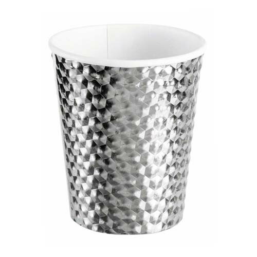 乐天商城 - シルバー 8oz ペーパーカップ 8個セット 紙コップ ホームパーティー グッズ