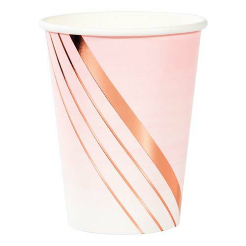 ローズ・オールデイ 12oz ペーパーカップ 8個セット 紙コップ ピンクゴールド Rose All Day ホームパーティー グッズ