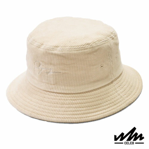 CELEB コーデュロイ 刺繍バケットハット アイボリー セレブ アウトドア キャンプ 帽子