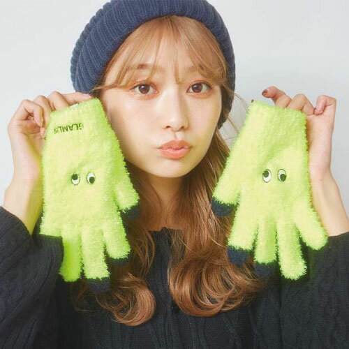 GLAMLIN FIVE FINGER 手袋 ネオンイエロー タッチパネルグローブ ファッション グラムリン