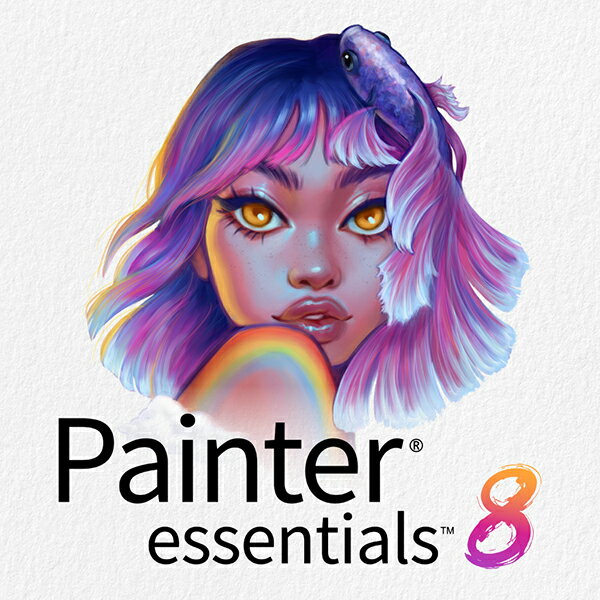 「Painter Essentials 8」は、初心者向けの本格ペイントソフトです。プロのアーティストが使う絵画制作ソフト「Painter」の機能を限定し、お求めやすくしました。使いやすいインターフェイスと厳選されたブラシで、デジタルペイントへの入門をサポートします。プロのアーティストが使う絵画制作ソフト「Painter」の機能を限定し、お求めやすくしました。