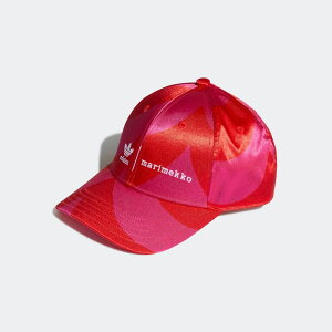 adidas originals アディダス オリジナルス × MARIMEKKO マリメッコ キャップ 帽子 レディースコラボ コラボレーション ベースボールキャップ ローキャップ カーブバイザー サイズ調整可能 サテン 赤 ピンク H09152