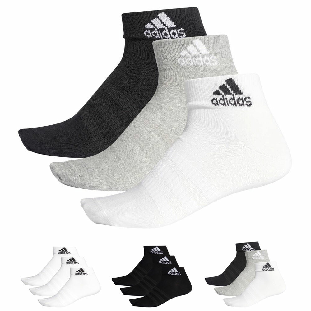アディダス adidas ソックス 靴下 アンクル ソックス 3足組 3足セット ショートソックス アンクルソックス メンズ レディース ジェンダー トレーニング ジム フィットネス 通勤 通学 ロゴ 白 グレー 黒 ANKLE SOCKS 3 PAIRS DZ9435 DZ9436 DZ9434のサムネイル