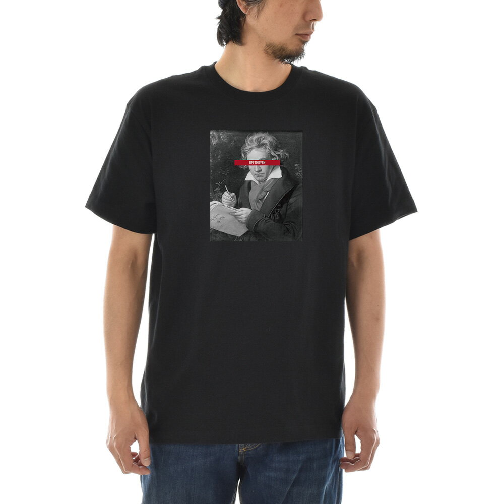 樂天商城 - 【半袖 アートTシャツ】ベートーヴェン ベートーベン Tシャツ 肖像画 モノクロ ライフ イズ アート 半袖 ショートスリーブ ブラック 黒 メンズ レディース 大きいサイズ ビックサイズ 絵画 名画 音楽家 作曲 ティーシャツ S M L XL XXL ブランド【S47_01】