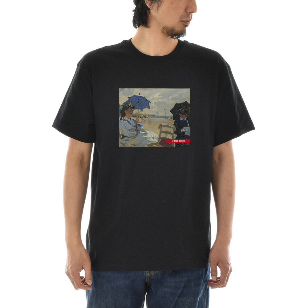 樂天商城 - 【半袖 アートTシャツ】モネ Tシャツ クロード・モネ トルヴィルの浜辺 ライフ イズ アート 半袖 ショートスリーブ SS S/S メンズ レディース 大きいサイズ ビックサイズ ブラック 黒 おしゃれ アート 絵画 名画 ティーシャツ S M L xxl ブランド【S47_01】