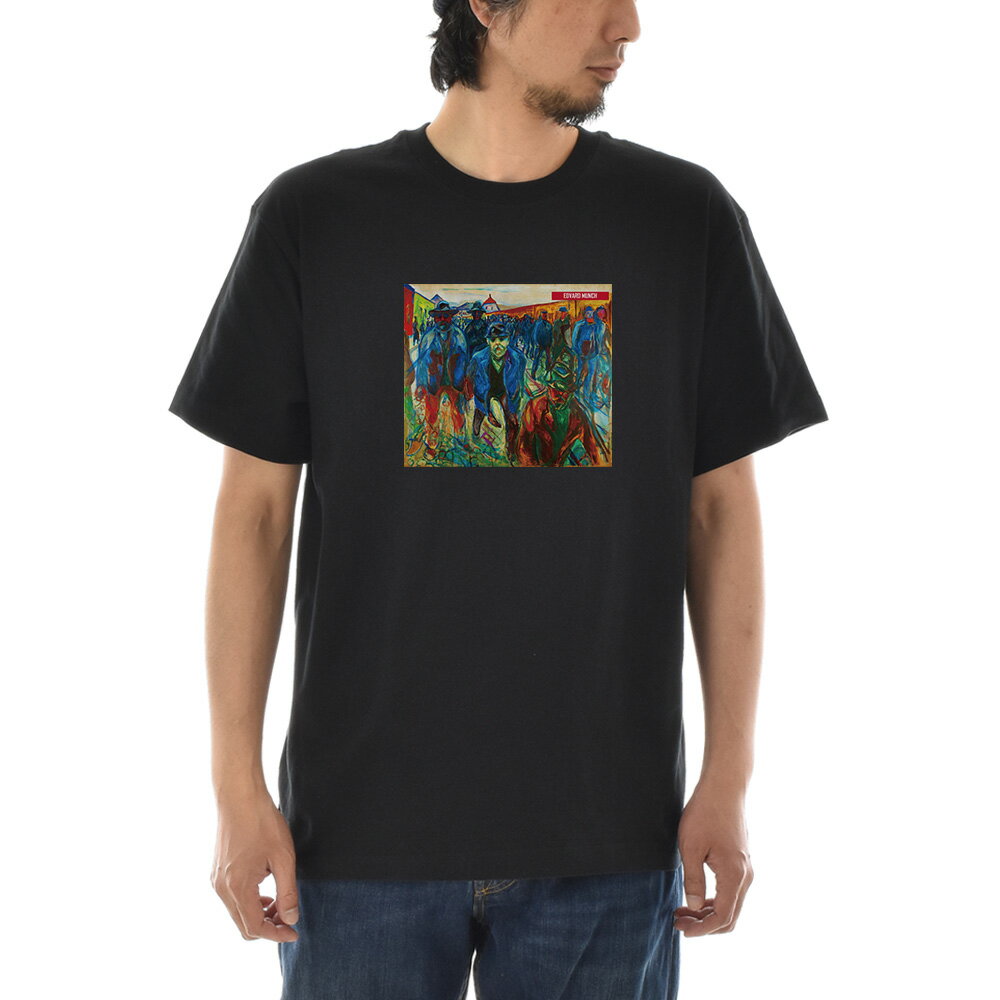 乐天商城 - 【半袖 アートTシャツ】ムンク Tシャツ 家路につく労働者 エドヴァルド・ムンク ライフ イズ アート 半袖 ショートスリーブ SS S/S メンズ レディース 大きいサイズ ビックサイズ おしゃれ 絵画 名画 ティーシャツ S M L XL XXL ブラック 黒 ブランド【S47_01】