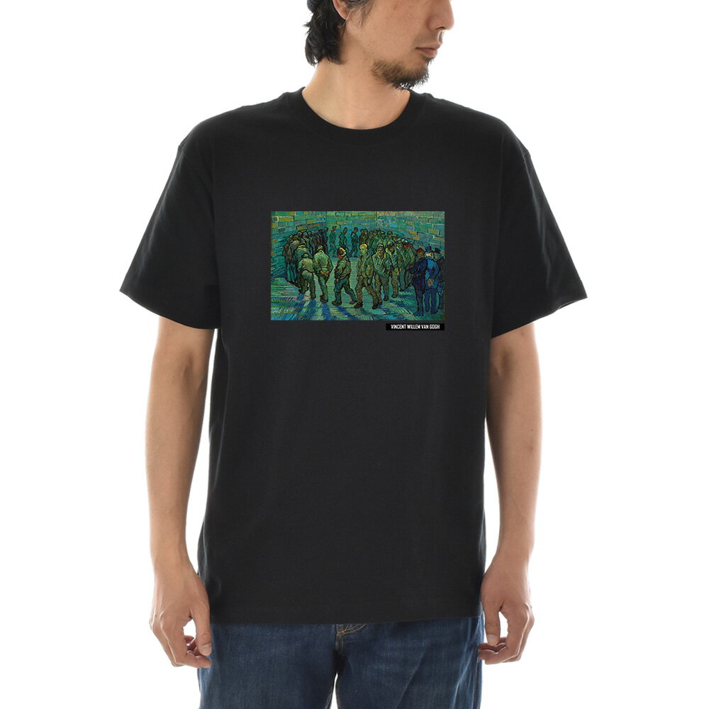 乐天商城 - 【半袖 アートTシャツ】ゴッホ Tシャツ 刑務所の中庭 フィンセント・ファン・ゴッホ ライフ イズ アート 半袖 ショートスリーブ TEE メンズ レディース 大きいサイズ ビックサイズ おしゃれ 絵画 名画 ティーシャツ S M L XL XXL ブラック 黒 ブランド【S47_01】