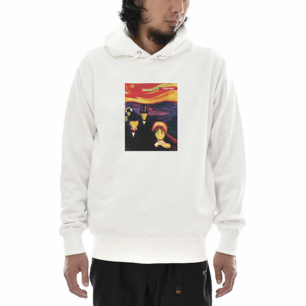 乐天商城 - 【アートパーカー】ムンク パーカー 不安 エドヴァルド・ムンク Life is ART ライフ イズ アート スウェットパーカー スエットパーカー メンズ レディース 大きいサイズ ビック おしゃれ 絵画 名画 S M L XL XXL ホワイト 白 ブランド【S47_01】