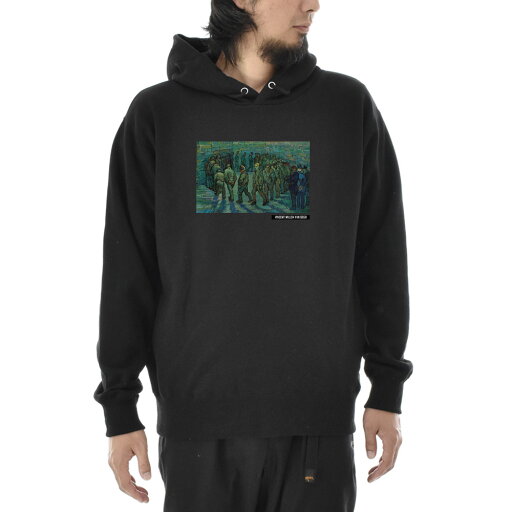 【アートパーカー】ゴッホ パーカー 刑務所の中庭 フィンセント・ファン・ゴッホ Life is ART ライフ イズ アート スウェットパーカー スエットパーカー メンズ レディース 大きいサイズ ビック おしゃれ 絵画 名画 S M L XL XXL ブラック 黒 ブランド【S47_01】