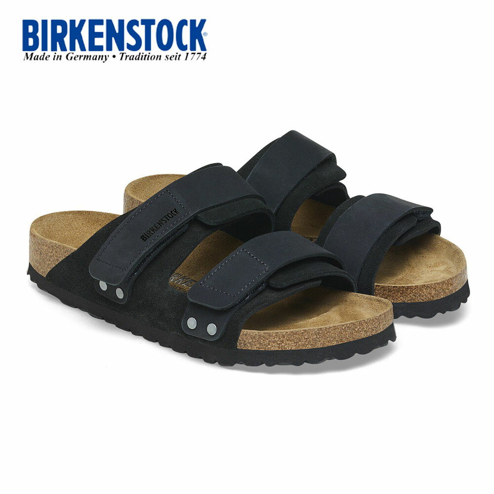 乐天商城 - ビルケンシュトック BIRKENSTOCK ビルケン サンダル ウジ Uji 1024810【メンズ レギュラー幅 41 26.5cm 42 27.0cm 靴 スエード 本革 面ファスナー ベルクロ 天然ゴム混合コルクフットベッド 黒 ブラック】