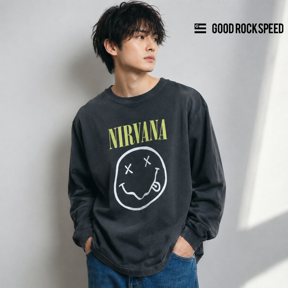 Rakuten - ヴィンテージ加工 ロックTシャツ ニルヴァーナ スマイル アート 長袖Tシャツ NIRVANA SMILE ART LS T-SHIRT 26NVN001W【ニルバーナ ロンT ロングスリーブ Tシャツ バンドT バンT バンドTシャツ ロックT プリント ビンテージ 古着風 グッドロックスピード GOOD ROCK SPEED】